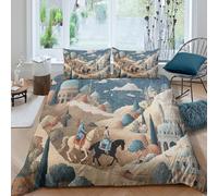 kaiyun 3D Horseback Rider Duvet Cover Sets Moroccan Palace Bedding 3Pcs Comforter Cover Soft & Cosy Printed Microfibre Quilt Covers King（220x240cm）