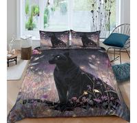 kaiyun 3D Leopard Sitting Under The Starry Night Sky Duvet Cover Sets Bedding 3Pcs Comforter Cover Soft & Cosy Printed Microfibre Quilt Covers Double（200x200cm）