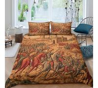 kaiyun 3D Medieval Battle Scene Style Duvet Cover Sets Bedding 3Pcs Comforter Cover Soft & Cosy Printed Microfibre Quilt Covers Double（200x200cm）