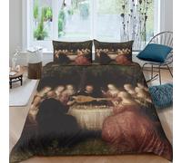 kaiyun 3D Medieval Style Comforter Cover Set Microfibre Duvet Cover Playing The Lute at A Banquet Printed Bedding Set Easy-Care Quilt Cover 3Pcs with Pillowcase Double（200x200cm）