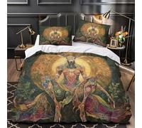 kaiyun 3D Printed Portrait of The Deer Goddess Bedding Set with Pillowcase, Duvet Cover with Zipper Closure,Soft Microfiber Quilt Cover Super King(260x220cm)