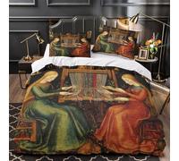 kaiyun 3D The Fortunes Sitting at A Loom Duvet Cover Sets Medieval Style Bedding 3Pcs Comforter Cover Soft & Cosy Printed Microfibre Quilt Covers Super King（260x220cm）