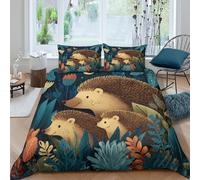 kaiyun 3D The Hedgehog And Her Children Comforter Cover Set Microfibre Duvet Cover Printed Bedding Set Easy-Care Quilt Cover 3Pcs with Pillowcase King(220x240cm)