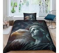 kaiyun 3Pcs Bedding Set Statue of The Goddess Printed Quilt Cover,3D Bald Eagle Duvet Cover for Kids Adult, Microfibre, With Zipper Closure Set Single(135x200cm)