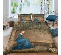 kaiyun 3Pcs Bedding Set Woman in A Long Robe Sitting Under A Pomegranate Tree Printed Quilt Cover,3D Duvet Cover for Kids Adult, Microfibre, With Zipper Closure Set King(220x240cm)