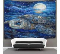 kaiyun 70cmx100cm Tapestry Ocean Under The Full Moon Tapestries Stardust Pattern on The Back of A Large Sea Turtle 3D Printing Wall Hanging Home Decorations