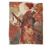 kaiyun A Beautiful Japanese Samurai Dressed in A Kimono Throws And Patchwork Quilts,70x80inch(180x200cm),Soft Blanket with Pattern