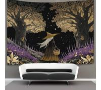 kaiyun A Beautiful Witch Strolls through A Lavender Forest Dotted with Stars. Tapestry, Art Wall Hanging Decoration for Living Room Bedroom & Dorm 100cmx150cm
