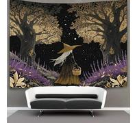 kaiyun A Beautiful Witch Strolls through A Lavender Forest Dotted with Stars. Tapestry Wall Hanging Wall Art for Living Room Bedroom Dorm 70cmx100cm