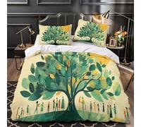 kaiyun A Big Green Tree with Leaves Shaped Like People 3D Print Duvet Cover 3 Piece Quilt Covers Bedding with Zipper Closure,with Pillowcase Microfiber for Boys Girls Adult Super King（260x220cm）