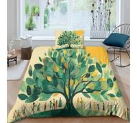 kaiyun A Big Green Tree with Leaves Shaped Like People 3D Printed Duvet Cover Set,Microfibre Bedding Sets with Pillowcase Comforter Cover for Children Kids Boys Girls Single（135x200cm）