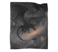 kaiyun A Black Dragon with Orange Eyes Flies Against A Space Backdrop Blanket,Soft,Comfortable And Warm,3D Pattern,Suitable for Home And Camping,80x90inch(200x230cm)
