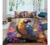 kaiyun A Colorful Parrot in The Jungle Duvet Cover Set 3D Printed Bedding Set, Quilt Cover,3 PCs - Shrink & Fade Resistant for Children Kids Boys Girls Double（200x200cm）