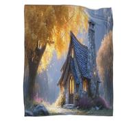 kaiyun A Cozy Cottage with A Chimney in The Woods Blankets, Soft And Lightweight All Season Throws,Bedding for Kids And Adults,for Picnics,Travel,Home Decoration,40x50inch(100x130cm)