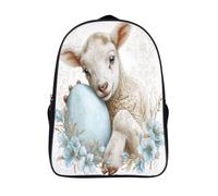 kaiyun A Cute Little Lamb Holding An Easter Egg Childrens Premium School Travel Bag with Side Hidden Pockets, Bookbag for Boys Girls,Adjustment Buckle Rucksack 39x29x16cm