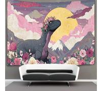 kaiyun A Dinosaur Wearing A Flower Wreath, Mountains, And CloudsTapestry Wall Hangings Living Room Decorative for Bedroom 150cmx200cm