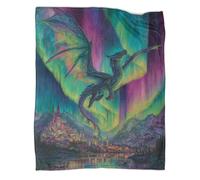 kaiyun A Dragon Soars Above The Sky Covered by The Aurora Pattern Blanket Novel Design Dormitory Soft Comfortable Fluffy Bedding Four Seasons 60x80inch(150x200cm)
