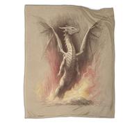 kaiyun A Giant Dragon Leaps Out of The Flames - Hand Drawn Illustration Style Outdoor Camping Printed Soft Breathable Warm Blanket Four Seasons Bedroom Bedspread 70x80inch(180x200cm)