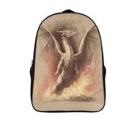 kaiyun A Giant Dragon Leaps Out of The Flames - Hand Drawn Illustration Style Teenagers Backpack Middle School Students Bookbag Outdoor Daypack 16 inch