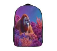 kaiyun A Giant Orange Orangutan Boys Girls Babies Toddler Backpack Side Hidden Pockets,coral Ocean,with Adjustment Buckle Kids Travel Bag For, 17inch