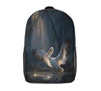 kaiyun A Giant White Pelican, in The Dark Forest Backpacks 3D Printed Daypack for Boys Girls And Middle School Students 17inch Large Capacity Bookbags