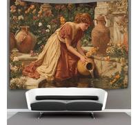 kaiyun A Greek Woman Is Drawing Water from A Stone Well Using A Clay Pot Tapestry Tapestries 3D Wall Hanging Home Decorations for Room 130cmx150cm