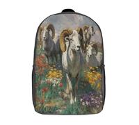 kaiyun A Herd of Rams Walking in The Green Fields Backpack for Girls Children's Bookbag Lightweight for School Travel Bag,Teen Boys Daypack 17inch