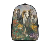 kaiyun A Herd of Rams Walking in The Green Fields School-Bags Backpacks for Teens,Elementary Girls Bookbags, Lightweight Casual Daypack 16 inch
