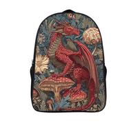 kaiyun A Red Dragon with Wings And Flowers, Medieval Style Children School Backpack Bookbags Casual Travel Rucksack Boys Girls Large Capacity Daypack 16 inch