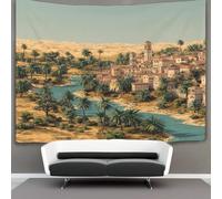 kaiyun A Riverside City in The Prairie Region Tapestry Adobe-style Architecture Wall Hanging Bedroom Home Decor 180cmx230cm