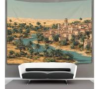 kaiyun A Riverside City in The Prairie Region Tapestry Adobe-style Architecture Wall Hanging for Bedroom Home Decor HD Printing Living Room, Dorm 100cmx150cm