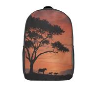 kaiyun A Silhouette of An African Tree, A Lioness, And Two Cubs School-Bags Backpacks for Teens,Elementary Girls Bookbags, Lightweight Casual Daypack 17inch