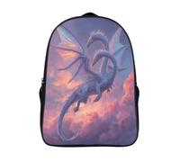 kaiyun A Silver Colorful Dragon with Two Heads in The Sky Teenagers Backpack Middle School Students Bookbag Outdoor Daypack 16 inch