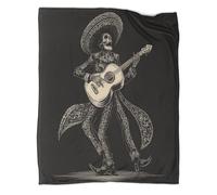 kaiyun A Skeleton Passionately Plays The Acoustic Guitar Home Use Bedding 3D Digital Printed Plush Bed Blanket Boys And Girls Sofa Throws 60x80inch(150x200cm)