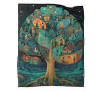 kaiyun A Tree, Its Leaves Shaped Like Human Figures Pattern Blanket Novel Design Dormitory Soft Comfortable Fluffy Bedding Four Seasons 70x80inch(180x200cm)