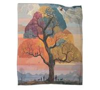 kaiyun A Tree Shaped Like The Four Seasons Life Elements Blanket - Versatile Warm Bedding Soft And Comfortable Travel Bed Throws And Patchwork Quilts 70x80inch(180x200cm)