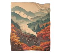 kaiyun A Vintage Japanese Steam Train Travels Across An Overpass Throws Blankets Super Soft Lightweight Warm Comfortable Sofa Duvet Cover Travel 80x90inch(200x230cm)