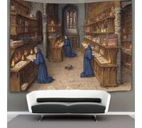kaiyun Abbey Library Tapestry Medieval Art Wall Hanging for Bedroom Home Decor HD Printing Living Room, Dorm 130cmx150cm