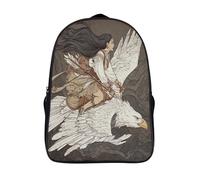 kaiyun Aboriginal Woman Riding on The Back of A White Eagle Children School Backpack Bookbags Casual Travel Rucksack Boys Girls Large Capacity Daypack 16 inch