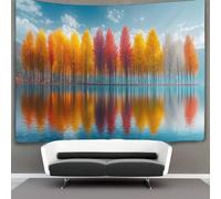 kaiyun Across The Lake Tapestry Wall Hanging,Colorful Trees Reflected in The Water for Bedroom Decor Birthday Party Celebration Or Garden Backdrop 150cmx200cm