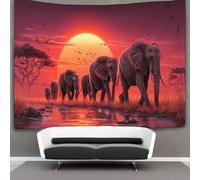 kaiyun African Elephants on The Savannah Tapestry, Wall Hanging,Wall Art for Bedroom Aesthetic Home Decoration for Living Roombedroom 150cmx200cm