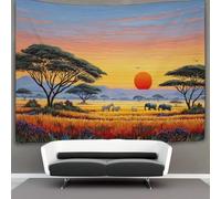 kaiyun African Grasslands Brightly Colored - Wild Animals Tapestry Wall Hanging Wall Art for Living Room Bedroom Dorm 100cmx150cm