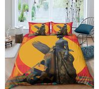 kaiyun African Queen in Traditional Ancient Egyptian Clothing 3D Printed Comforter Cover Sets Duvet Cover 3 Piece Microfibre Bedding Quilt Covers with Pillowcase And Zipper King（220x240cm）
