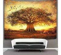 kaiyun African Savannah Tapestry,Majestic Baobab Tree Wall Art Aesthetic Home Decoration for Living Room Dorm 130cmx150cm