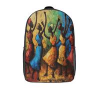 kaiyun African Tribal Art Childrens Premium Backpack People Dancing in The Club School Rucksack Travel Bag Boys Girls with Side Mesh Pocket And Zipped Pocket 17inch