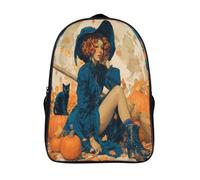 kaiyun African Witch Childrens Premium Backpack Autumn Leaves Scattered on The Ground School Rucksack Travel Bag Boys Girls with Side Mesh Pocket And Zipped Pocket 16 inch