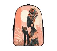 kaiyun African Woman Drinking Coffee Children's Backpack,Kids Schoolbag Students Bookbag for Boys Girls,16 inch