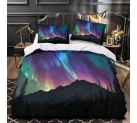 kaiyun Alaska Northern Lights Bedding Set 3D Printed Duvet Cover Soft Microfiber Quilt Cover Comforter Cover 3 Piece for Teens Boys Girls Super King（260x220cm）