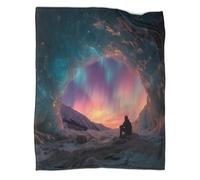 kaiyun Alaska's Ice Cave Pattern Blanket Northern Lights Novel Design Dormitory Soft Comfortable Fluffy Bedding Four Seasons 80x90inch(200x230cm)