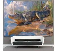 kaiyun Alligator Basking in The Sun on The Shore of The Swamp Tapestry, Wall Art Aesthetic Home Decoration for Living Room Dorm 70cmx100cm